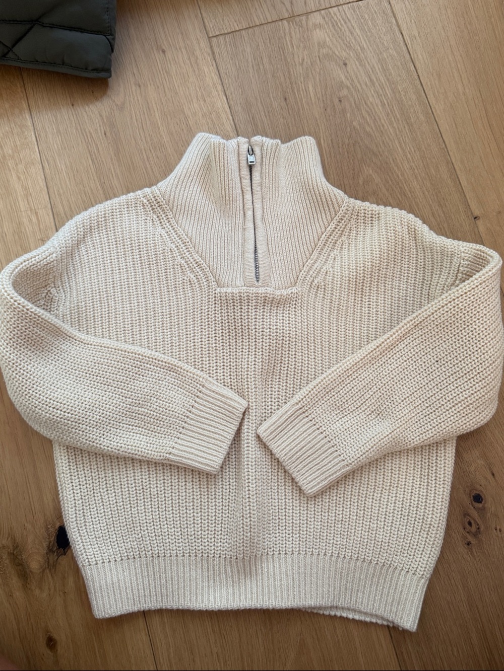 H&M Cream Half-Zip Cowl Turtleneck Sweater